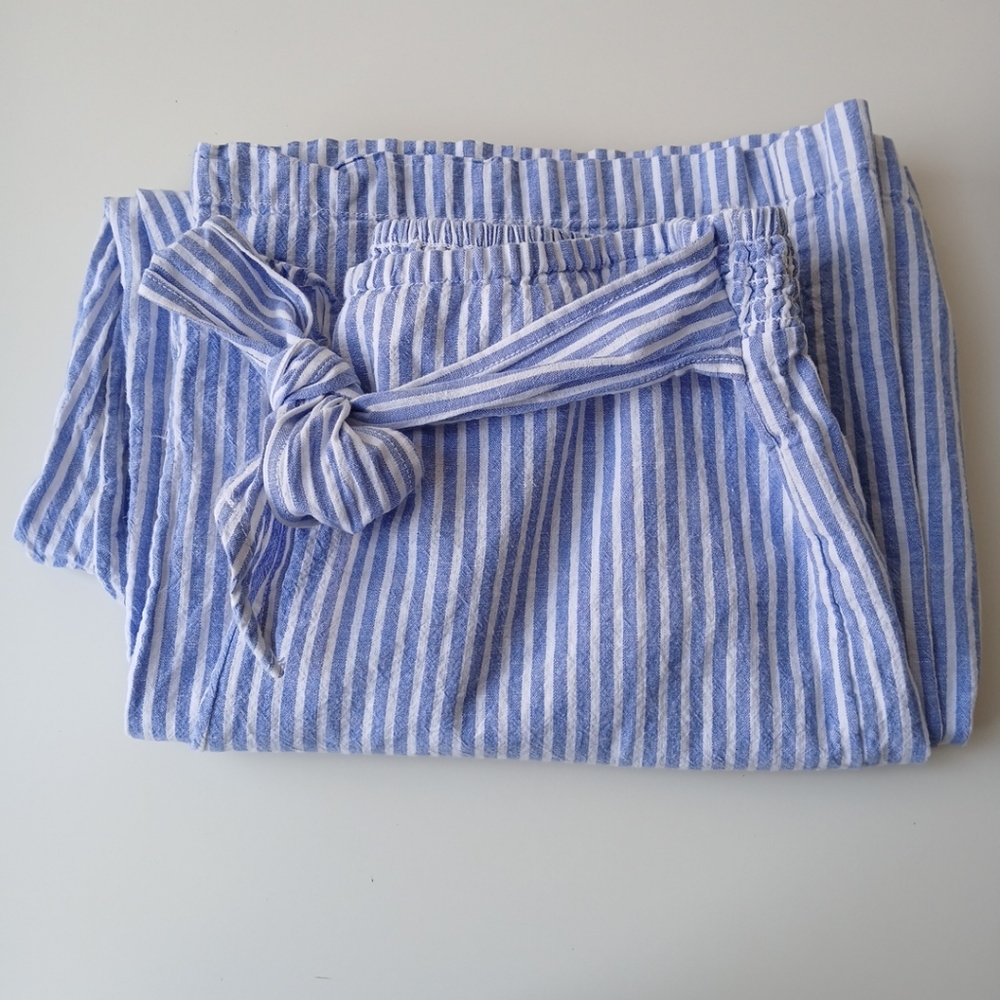 beachlunchlounge Blue and White Striped Wide Leg Pants - Picture 6 of 6